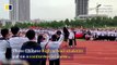 Alumnos chinos recrean el asesinato del japonés Shinzo Abe