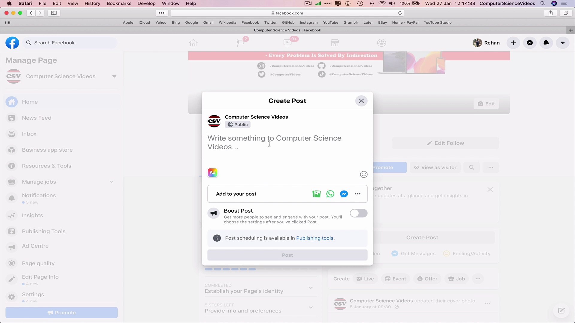 ⁣How to POST a Status Update to Your Facebook Like Page | New