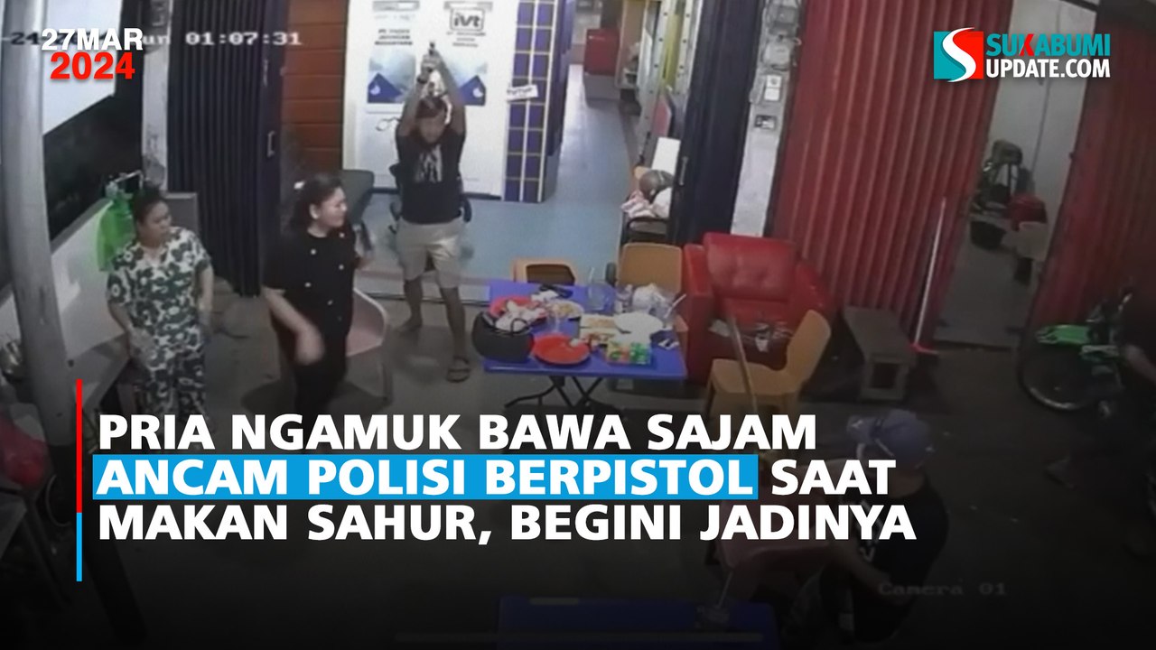 Pria Ngamuk Bawa Sajam Ancam Polisi Berpistol Saat Makan Sahur, Begini Jadinya