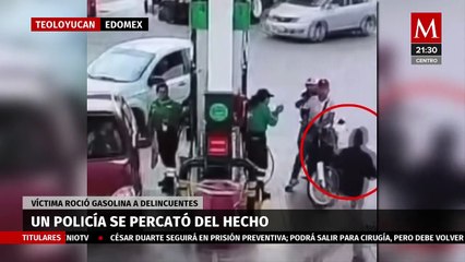 Despachadora baña con gasolina a dos hombres para evitar asalto en Edomex