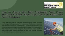 How to Choose the Right Residential Solar Power Solutions Provider Expert Tips from Gold Coast Solar Power Solution