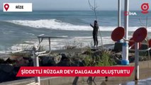 Rize’de fırtına: Şiddetli rüzgar dev dalgalar oluşturdu