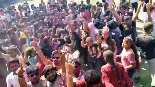 Students played Holi