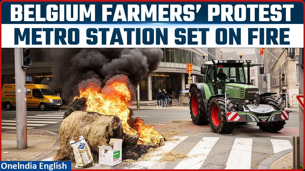 Belgium Farmers’ Protest: Protesters set fire t...