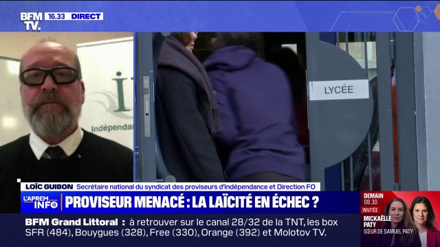 Proviseur menacé de mort à Paris: C'est révélateur d'une ambiance très difficile pour les personnels de direction , affirme Loïc Guibon (syndicat de proviseurs Indépendance et Direction FO)