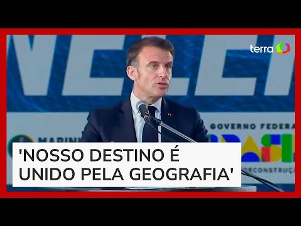 'França é uma potência amazônica', diz Macron em lançamento de submarino no RJ