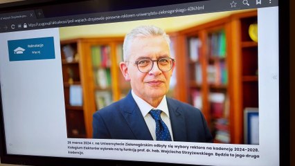 Gazeta Lubuska. Zielona Góra. Prof. dr. hab. Wojciech Strzyżewski Rektorem UZ po raz kolejny.