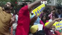 Demonstrationen in Indien gegen Verhaftung von Oppositionsführer