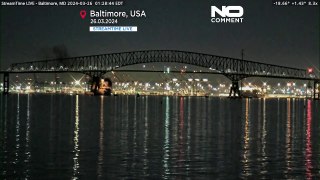 O momento do colapso da ponte de Baltimore
