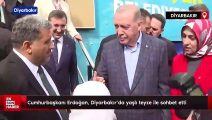 Cumhurbaşkanı Erdoğan, Diyarbakır'da yaşlı teyze ile sohbet etti