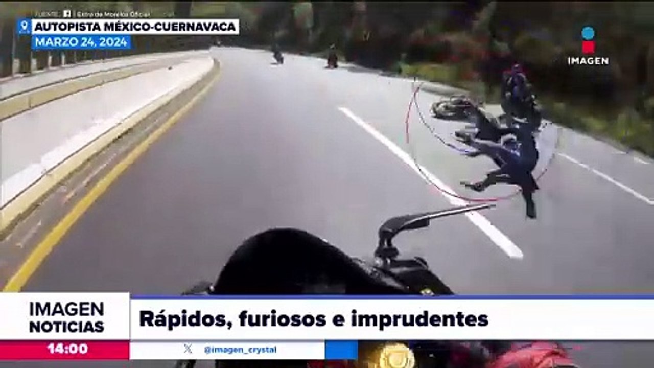 Bikers se accidentan esquivando autos en la México-Cuernavaca