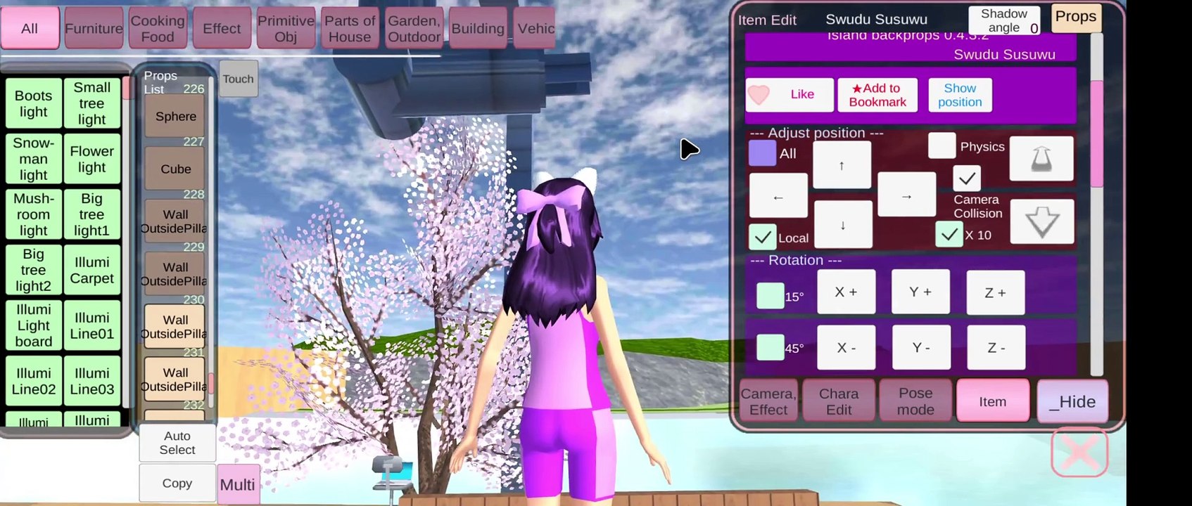 Sakura School, howto import+control Robo production 0.2.2 + Wood Studio 0.2.2.2 + Backprops 0.4.3.2, Swudu Susuwu