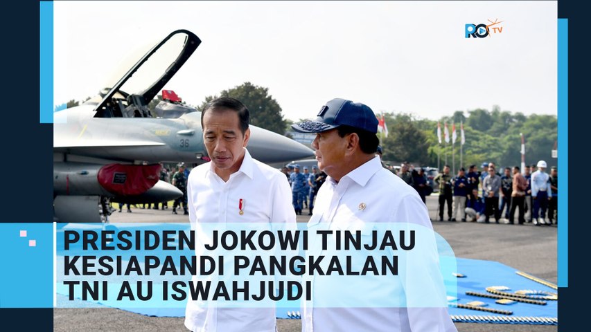 Presiden Joko Widodo Tinjau Alustista dan Simulasi Bantuan Udara untuk Palestina di Pangkalan TNI AU Iswahjudi Magetan