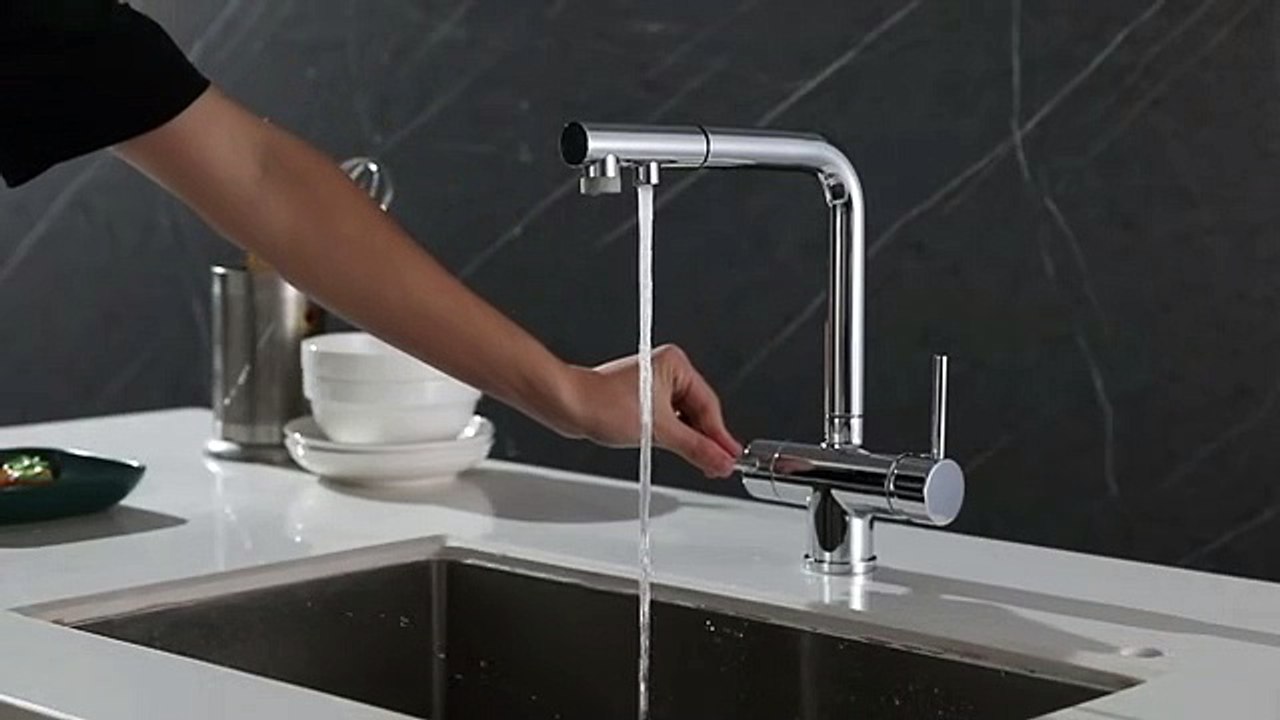 Brass Chrome Finished Waterfall Pull Down Mixer Kitchen Sink Faucets