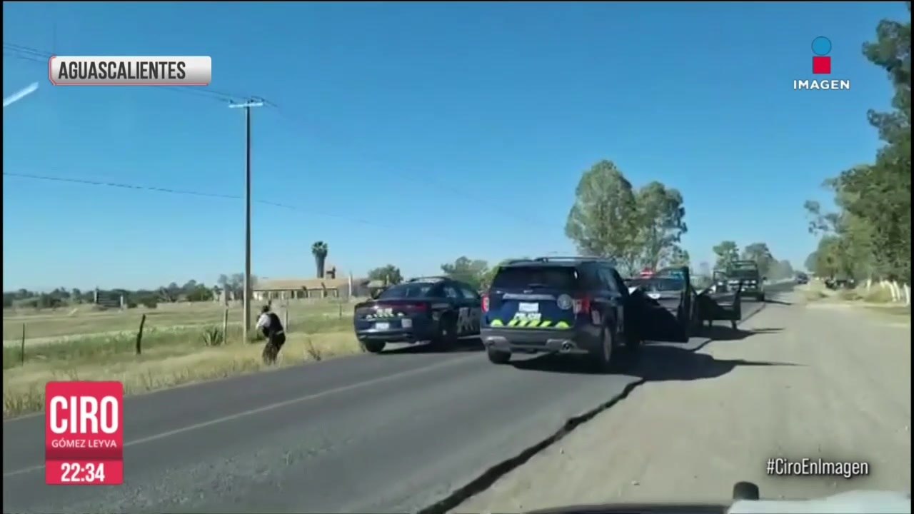 Balacera entre policías estatales y banda de colombianos en Aguascalientes