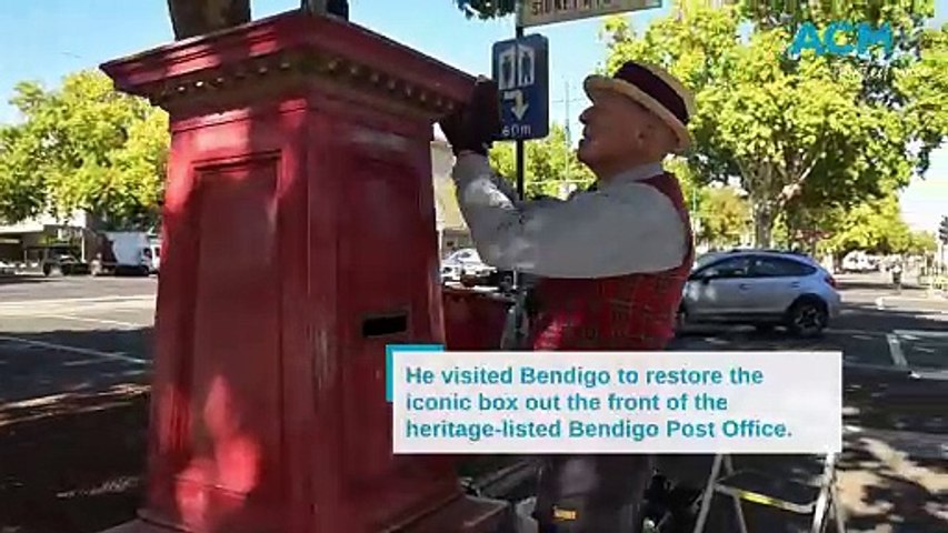 Mick Slocum restores a heritage post office box in Bendigo, filmed on March 28, 2024.