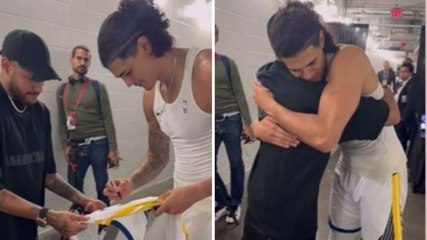 Neymar incontra Gui Santos: il brasiliano riceve la maglia autografata