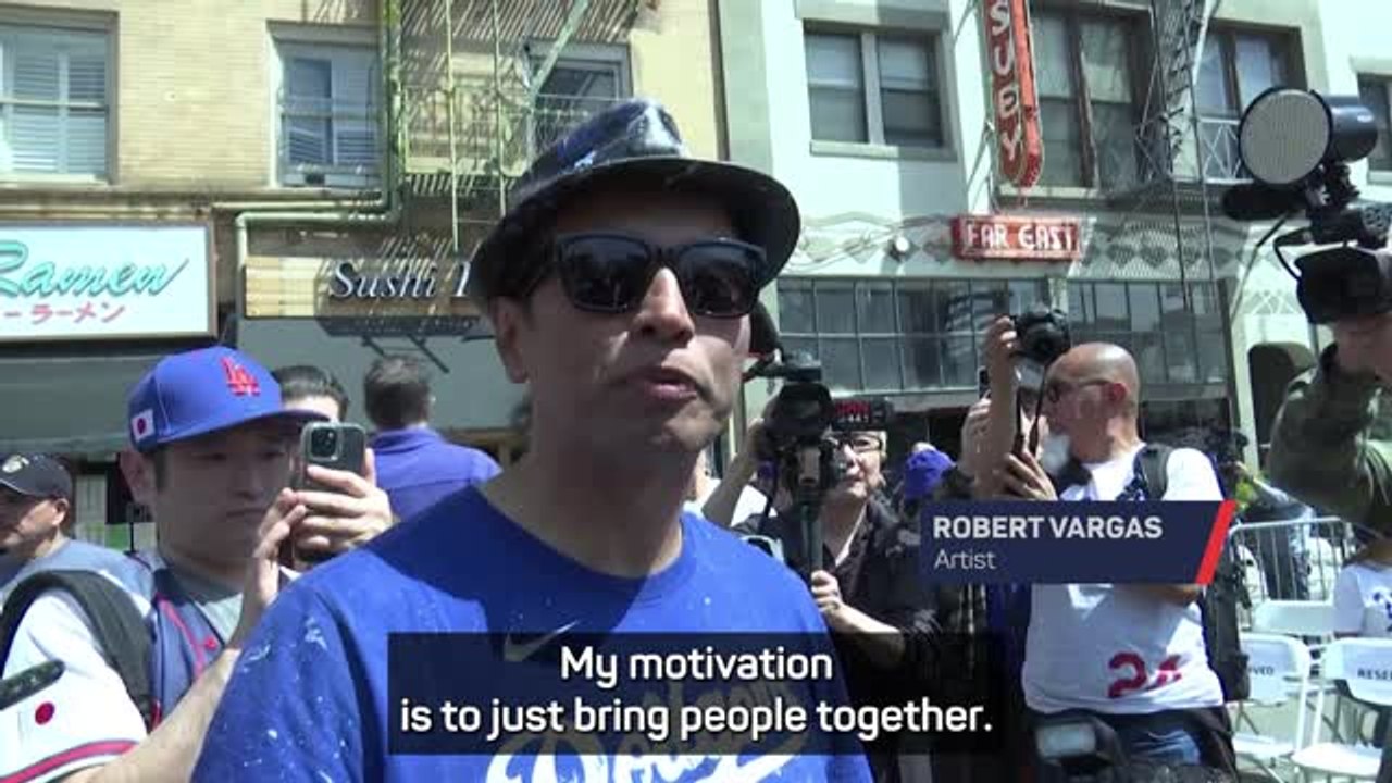 Dodgers star Shohei Ohtani celebrated with giant mural