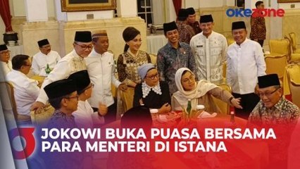 Jokowi Buka Puasa Bersama Para Menteri di Istana, Semeja Bareng Prabowo dan Airlangga