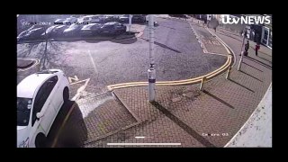 CCTV footage shows three men running after train stabbing