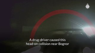 Video shows drug driver cause head-on collision after taking cocaine
