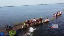 Both boat and car gracefully navigate the same road || Village Beauty || Bangladesh 