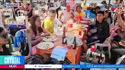 Así luce la playa Villa del Mar, en Veracruz, esta Semana Santa