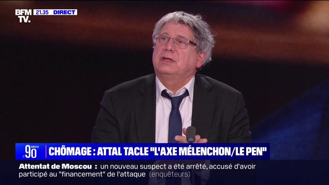 Un pavé politicien fait pour éviter de parler du problème : Éric Coquerel (LFI) répond aux propos de Gabriel Attal évoquant un axe Mélenchon / Le Pen contre la réforme de l'assurance chômage