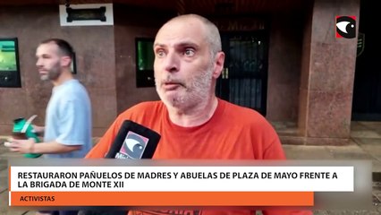 Restauraron pañuelos de Madres y Abuelas de Plaza de Mayo frente a la Brigada de Monte XII