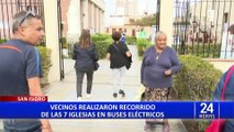 Semana Santa: vecinos de San Isidro realizaron recorrido de las 7 iglesias en buses eléctricos