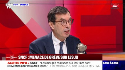 Menaces de grève de la SNCF pendant les JO: "Je ne vois pas de risques particuliers" assure Jean-Pierre Farandou