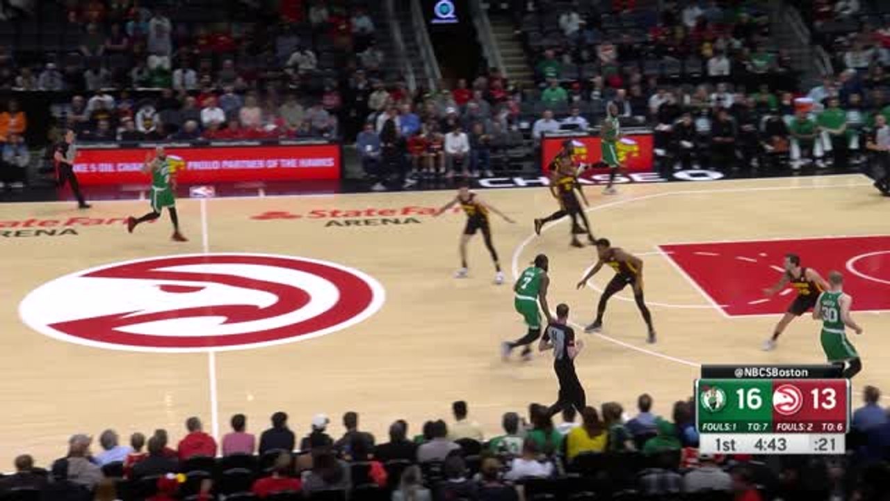Jaylen Brown drives for the huge slam