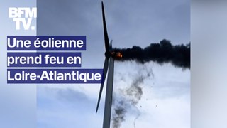 Loire-Atlantique: une éolienne prend feu après une avarie sur son moteur