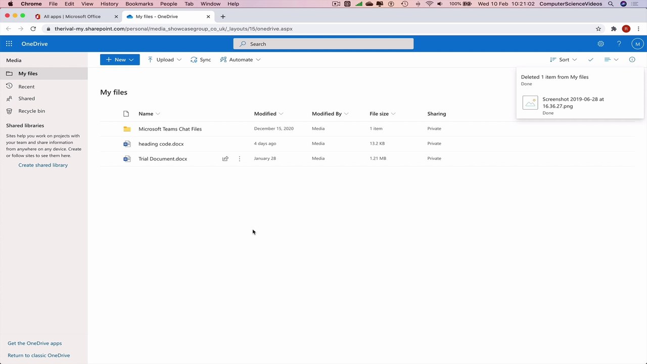 How to RECOVER a Deleted File on OneDrive for Office 365 - Web Based | New