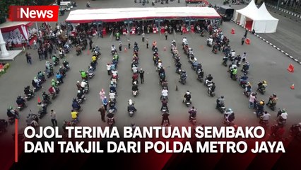 Ribuan Ojek Online Terima Paket Sembako dan Takjil dari Polda Metro Jaya