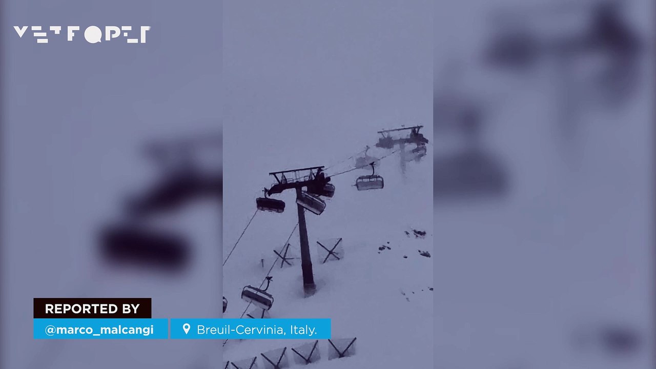 A sudden blizzard causes chaos in Breuil Cervinia, Italy