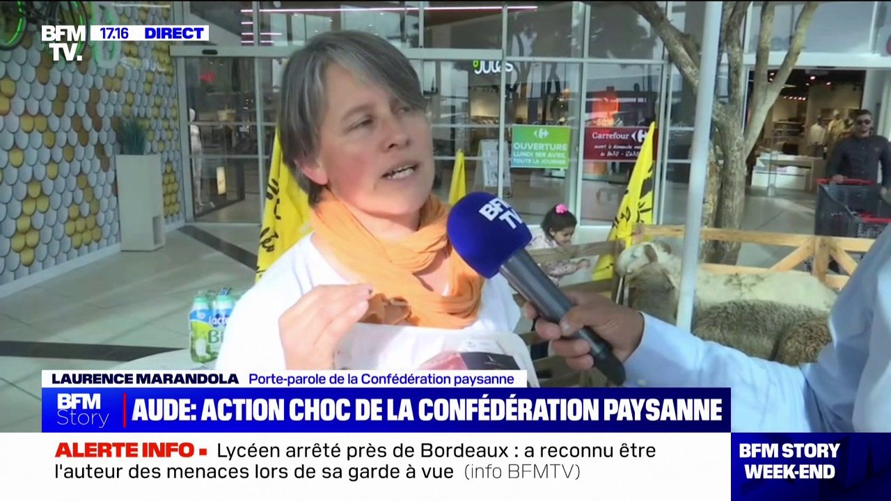 "À la veille de Pâques, on a trouvé de l'agneau de Nouvelle-Zélande": la Confédération paysanne mène une action devant un Carrefour de Carcassonne