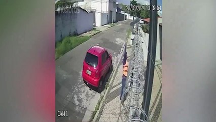 Vídeo: entregador arremessa encomendas por cima de muro e danifica cerca