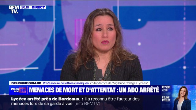 Lycéen arrêté après des menaces de mort: Il est le symptôme d'une menace qui pèse sur l'école républicaine , affirme Delphine Girard (professeure de lettres classiques)