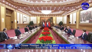 中国习近平主席会见荷兰首相马克·吕特讨论双边关系 Chinese President Xi JinPing meets Dutch Prime Minister Mark Rutte on bilateral ties