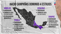 Este domingo inician campañas electorales en Morelos, Puebla, Veracruz y Chiapas