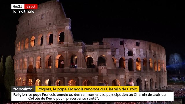 Le pape François, 87 ans, a annulé hier soir à la dernière minute sa participation au Chemin de Croix au Colisée de Rome, sur fond de préoccupations persistantes sur son état de santé