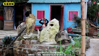 The beautiful village flower made her own walker out of bamboo and wood