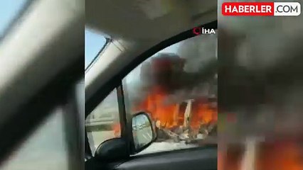 Görüntü Bursa'dan! Tesla marka elektrikli otomobil alev topuna döndü