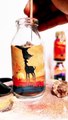 High level art & skill in making deer sketches using sand in a bottle