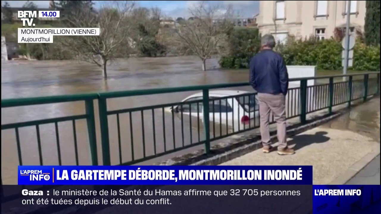 Fortes crues dans la Vienne: le village de Montmorillon inondé