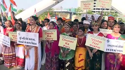 AHMEDABAD AT ATAL BRIDGE VOTER AWARENESS CAMPAIGN AHEAD OF LOK SABHA ELECTIONS 2024