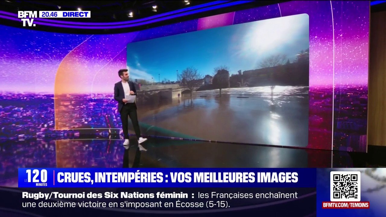 Crues, intempéries: les images de la montée des...