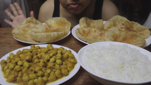 EATING POORI, WHITE RICE, CHANA MASALA | MUKBANG | EATING SHOW | ASMR EATING