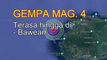 Update Gempa bumi hari ini mag 4. Pusat gempa berada di laut 135 km timur laut Tuban Jawa Timur